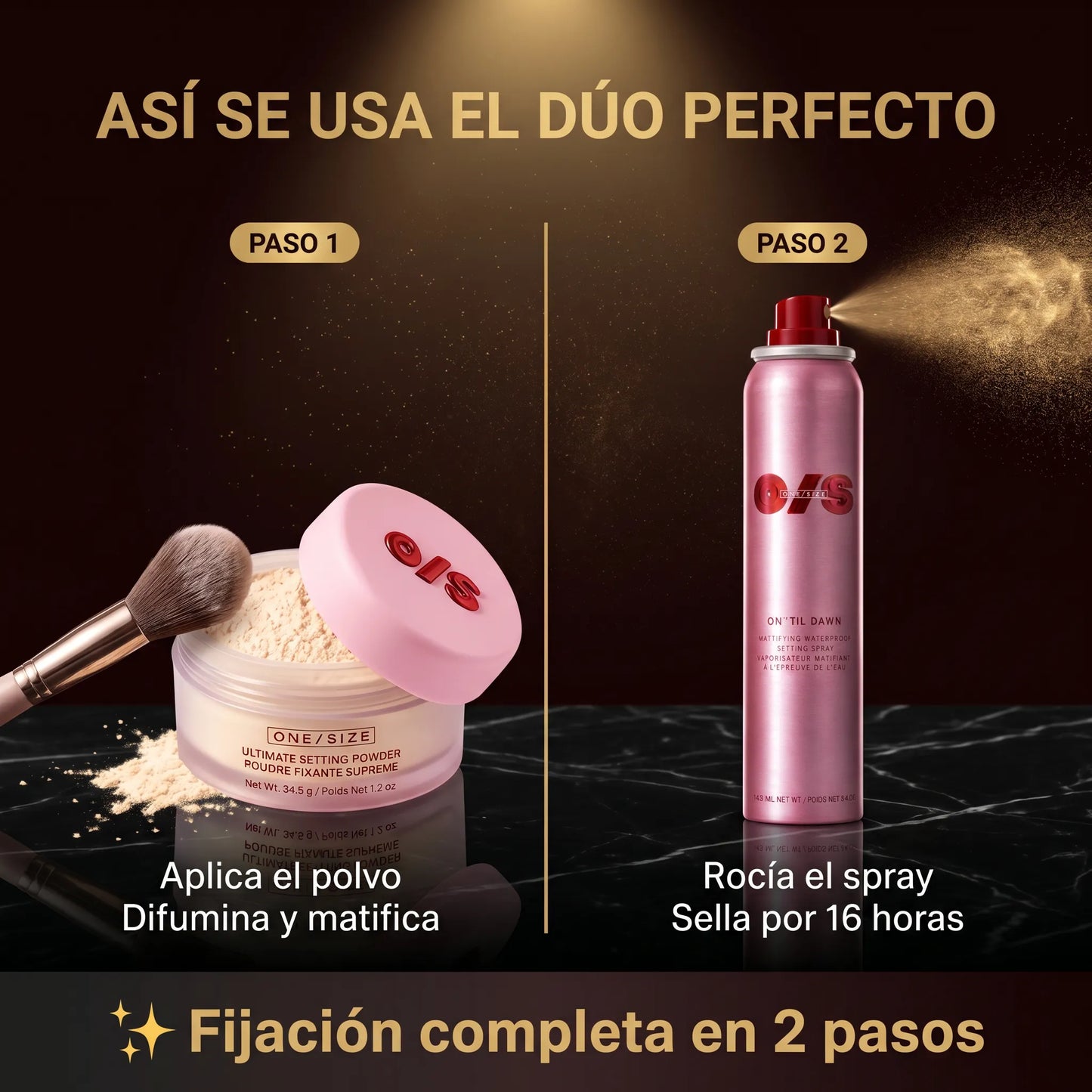 DUO SPRAY FIJADOR DE MAQUILLAJE + POLVO TRANSLUCIDO