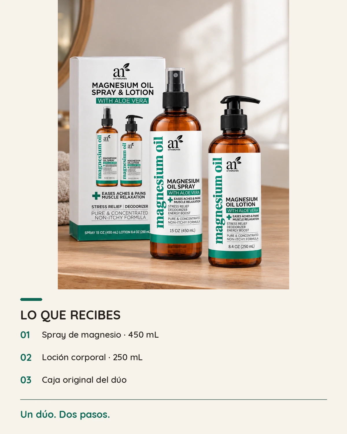 Contenido del pedido con el detalle de los dos productos y su caja